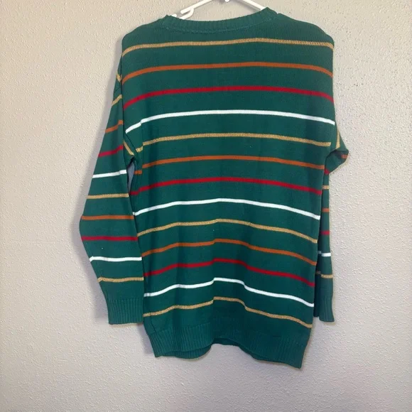 HELLO KITTY Gingerbread Sweater Girls XL Striped Christmas Holiday Green Gold - Picture 4 of 4